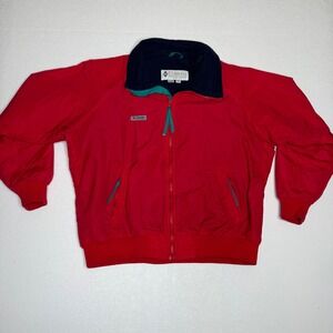 Vintage Columbia Sportswear Company Men's Red Nylon Full Zip Bomber Jacket XL